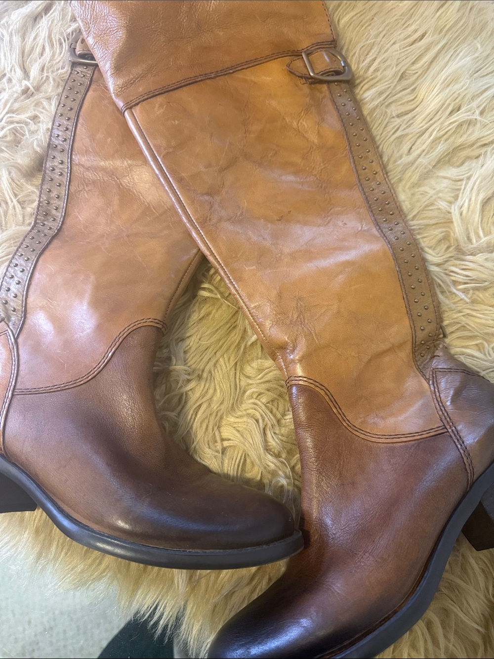 Vince camuto Women’s Tall Leather Riding Boots in Cognac Brown